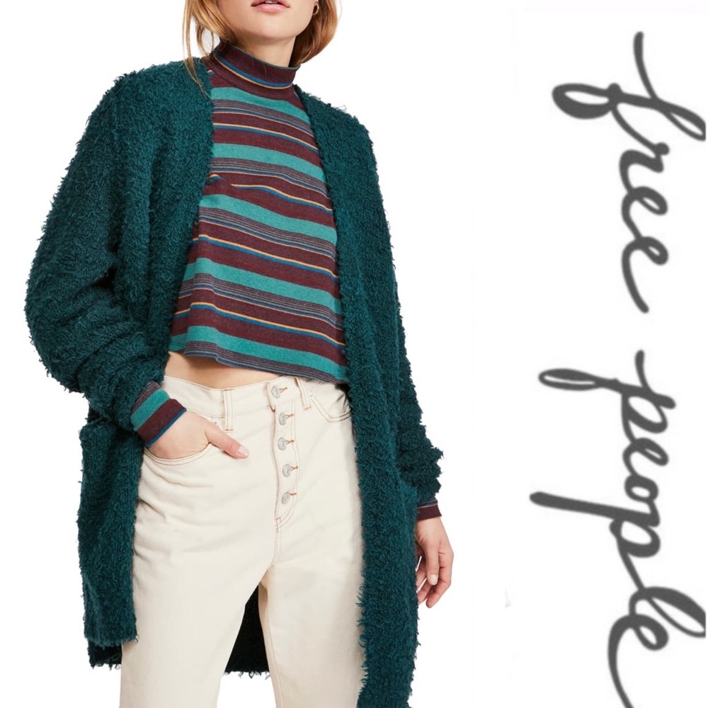 Free People Once in a Lifetime Green Cardigan Sz L - Picture 1 of 5